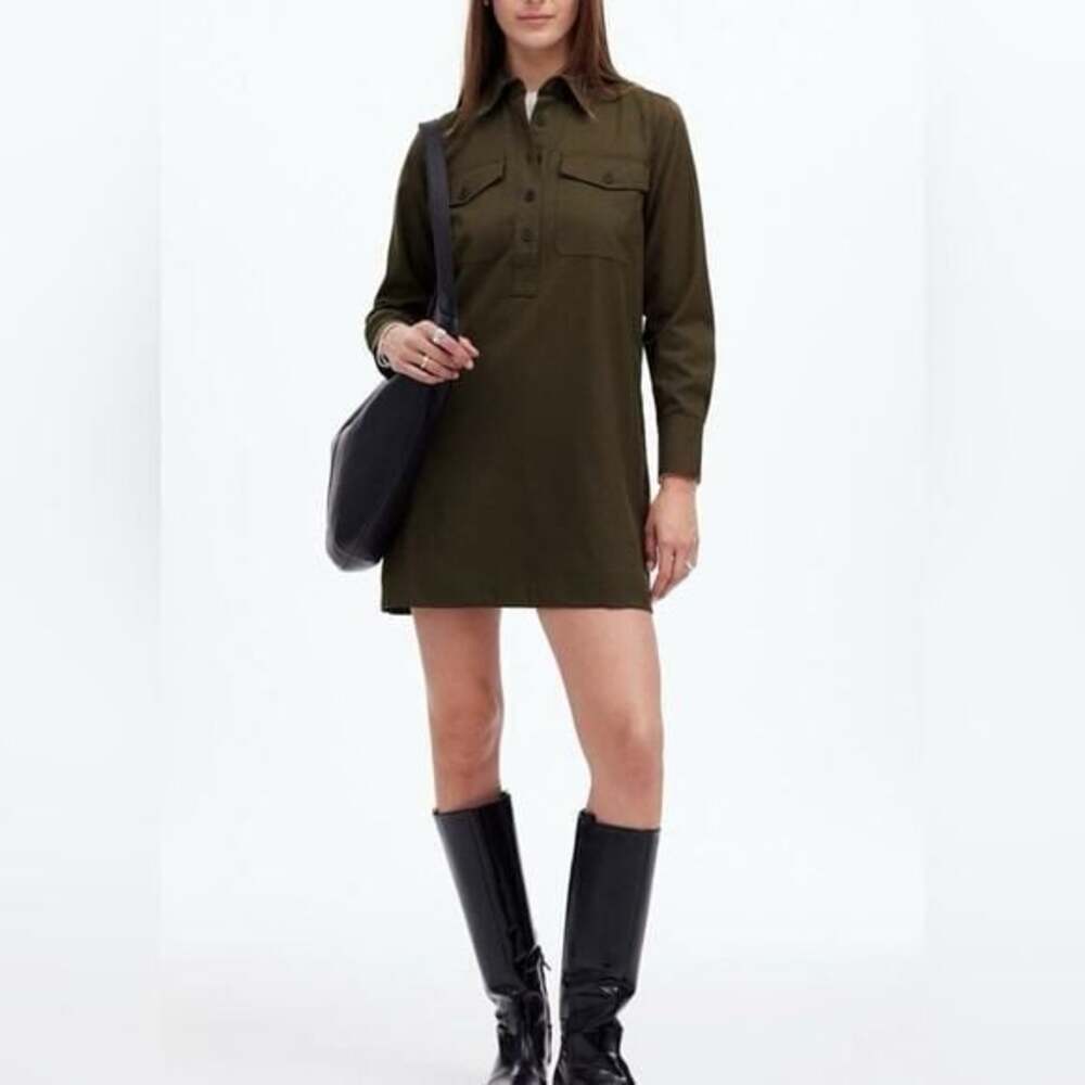 Hotouch Military Green Mini Shirt Dress Sz S